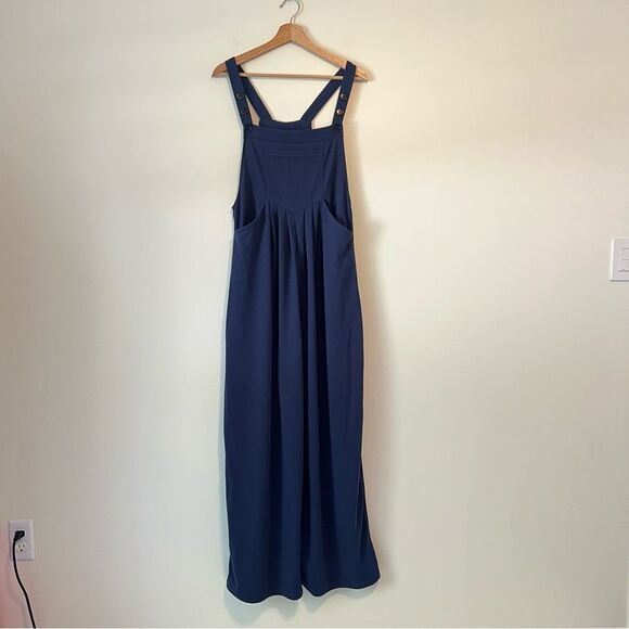 HALARA Waffle Casual Wide Leg Overalls Jumpsuit NEW Size Medium Navy Blue - Picture 5 of 10